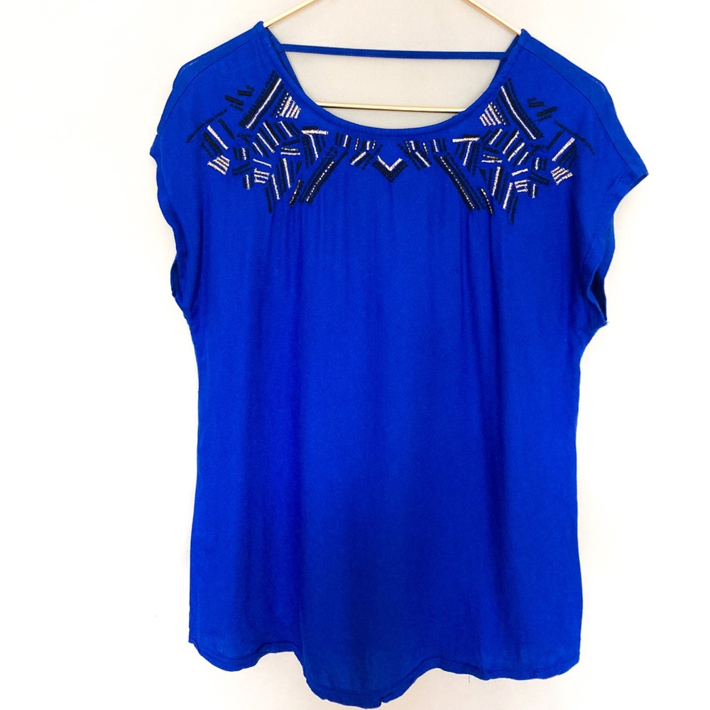 Beaded Blue Blouse